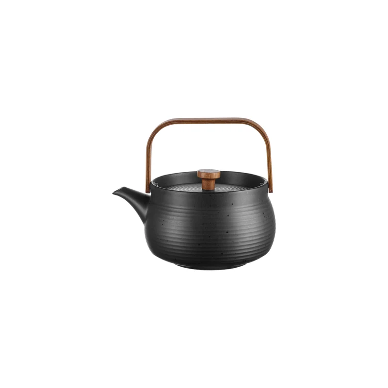 Teekanne mit Holzgriff, black, 0,6 l. | 23371190 | Porzellan