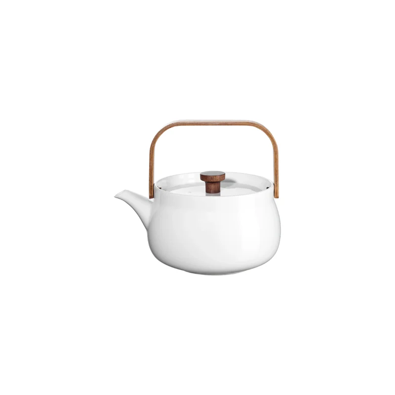 Teekanne mit Holzgriff, white, 0,6 l. | 23371017 | Porzellan