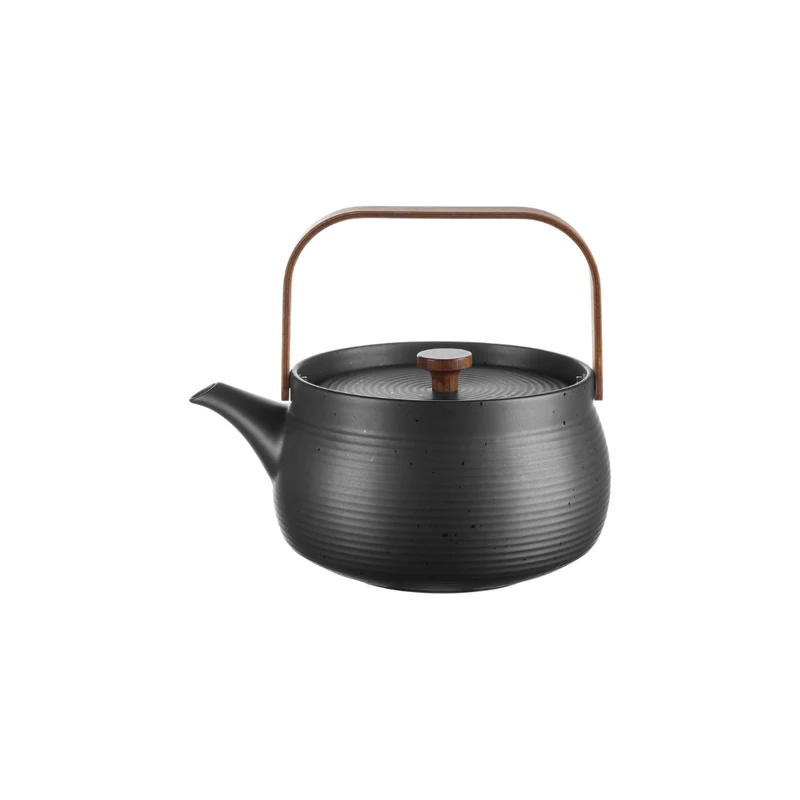 Teekanne mit Holzgriff, black, 1,5 l. | 23370190 | Porzellan