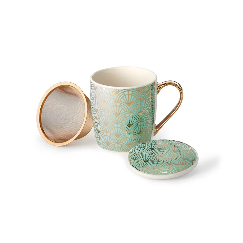 Kräuterteetasse Teetasse "Art Déco" | 33297 | Dethlefsen & Balk | New Bone China mit Metallic-Auflage