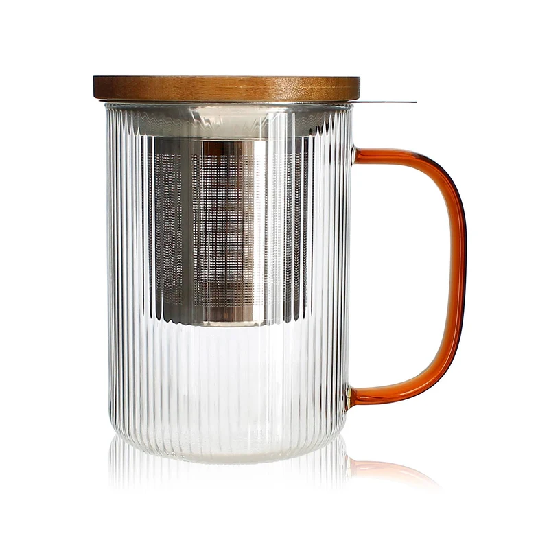 Ogo living | Karl Teeglas | 450 ml | Borosilikatglas | bernsteinfarbener Griff