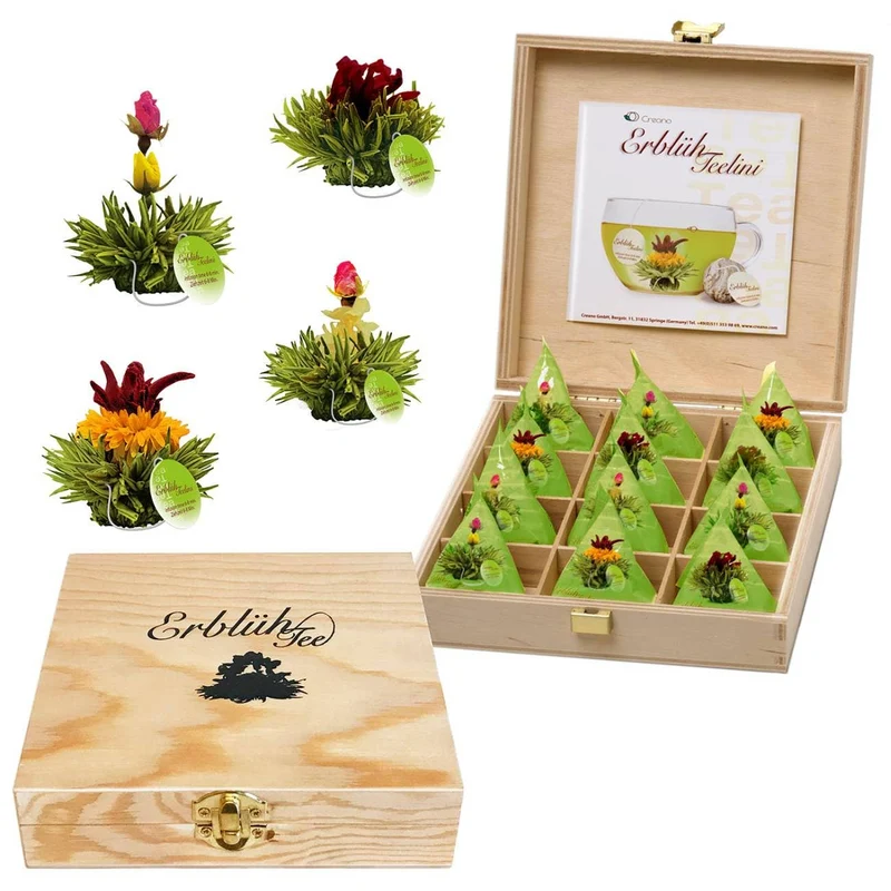 Creano | Teelini Teekiste 12 Stck. in 4 Sorten | Grüner Tee | Geschenk