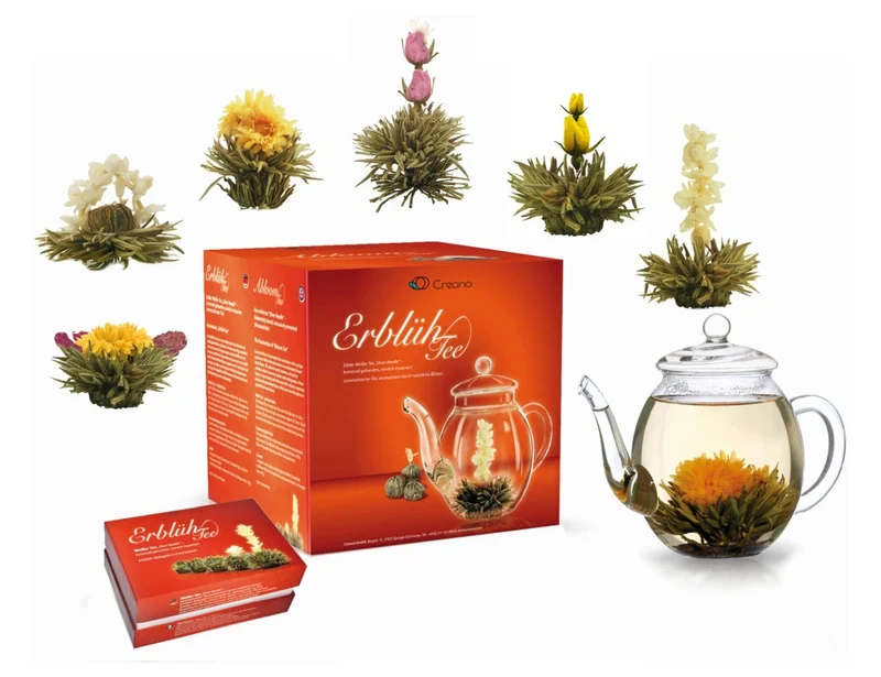 Creano | Teeblumen Mix | Geschenkset | ErblühTee | mit Glaskanne
