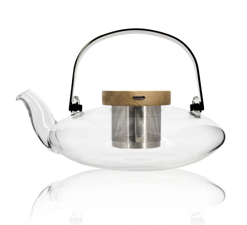 Ogo living | Sophia Teekanne Glaskanne aus Borosilikatglas mit Akaziendeckel | 500ml