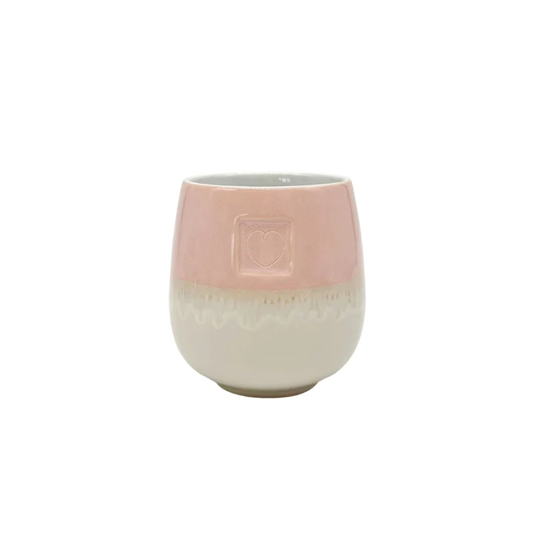 Tasse ohne Henkel | lasiert | rosa | Motiv Herz