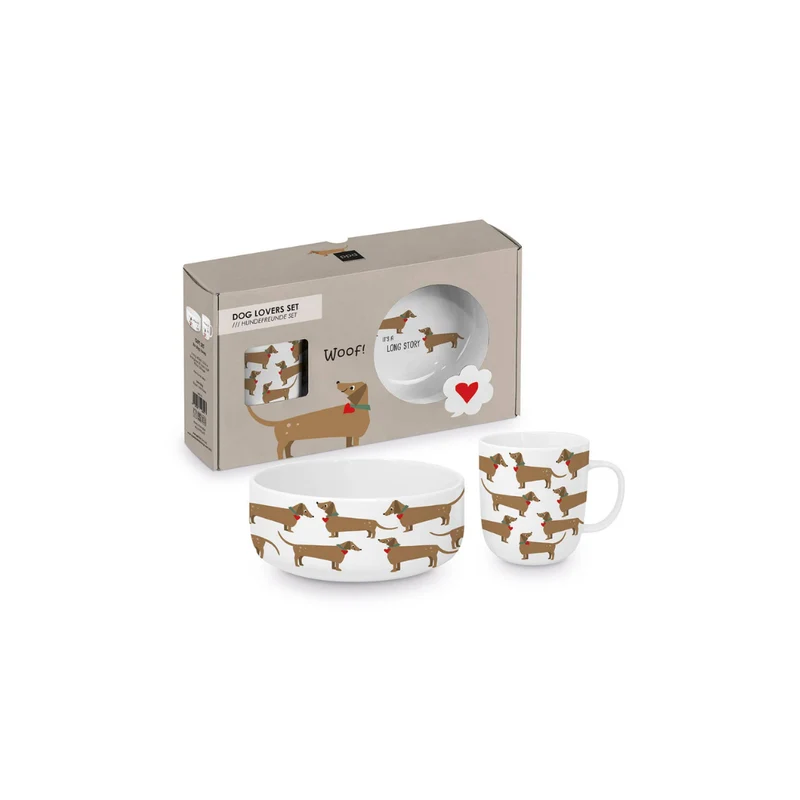 Long Story Dog Set | Tasse mit Schale | Becher | Geschenkbox | Hund | Set