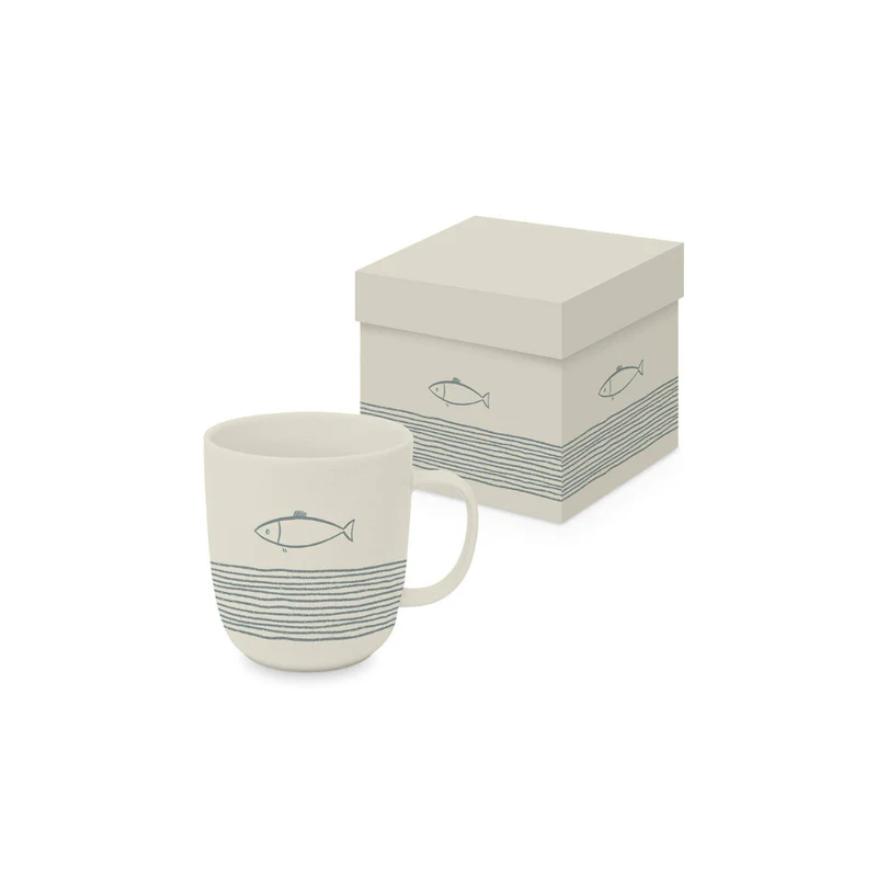 Pure Fish Off White Matte Mug | Tasse | Becher mit Geschenkbox | New Bone China