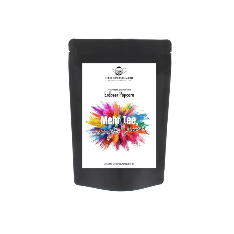 Erdbeer Popcorn - Tee mit Sprüchen | Früchtetee | Mild